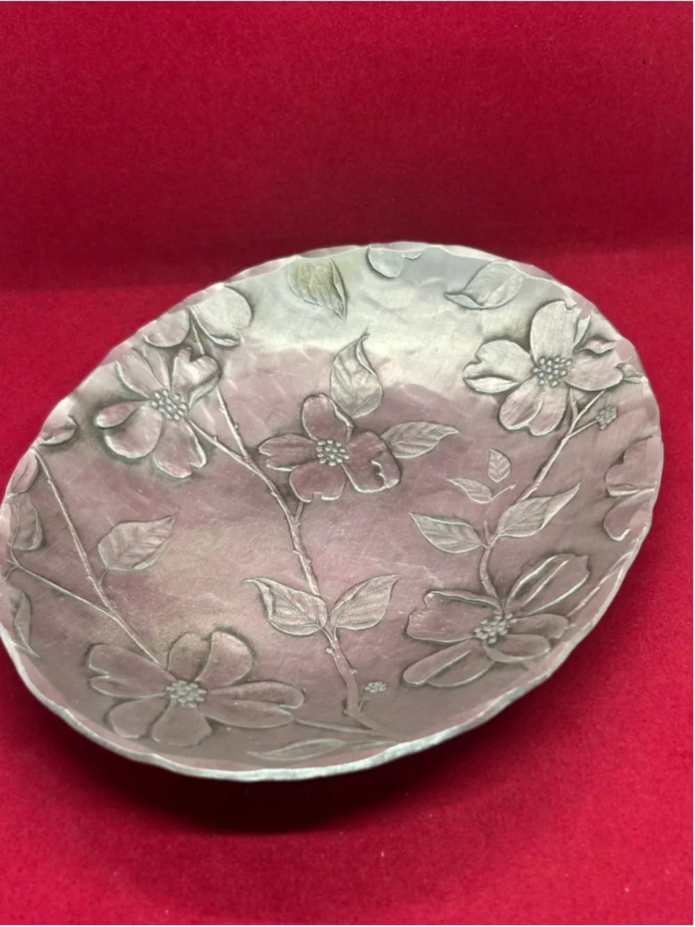 Wendell August Forge Floral Metal Serving Bowl One Size Silver